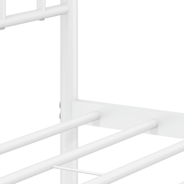 Bed Frame White Powder-Coated Steel Single Bed Frame A949-374383