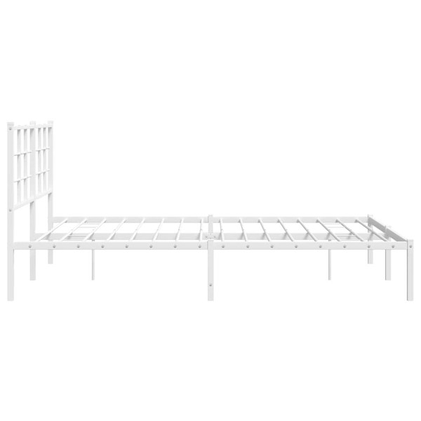 Bed Frame White Powder-Coated Steel King Size Bed Frame A949-355612
