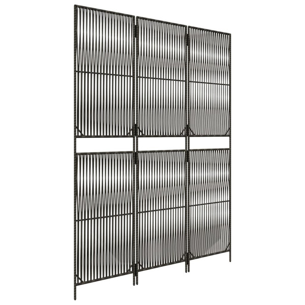 Room Divider 3 Panels Gray Poly Rattan A949-365390