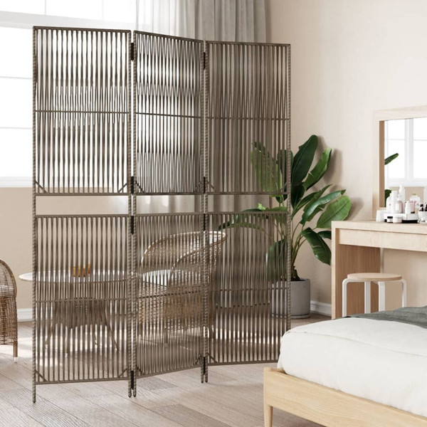 Room Divider 3 Panels Gray Poly Rattan A949-365390