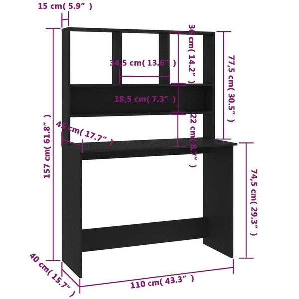 Desk Black Engineered wood A949-800388