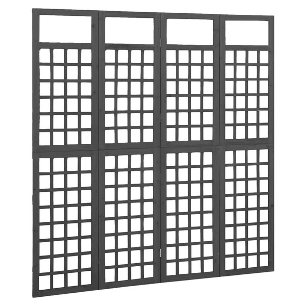 4-Panel Room Divider/Trellis Solid Fir Wood Black 63.4"x70.9" A949-316483