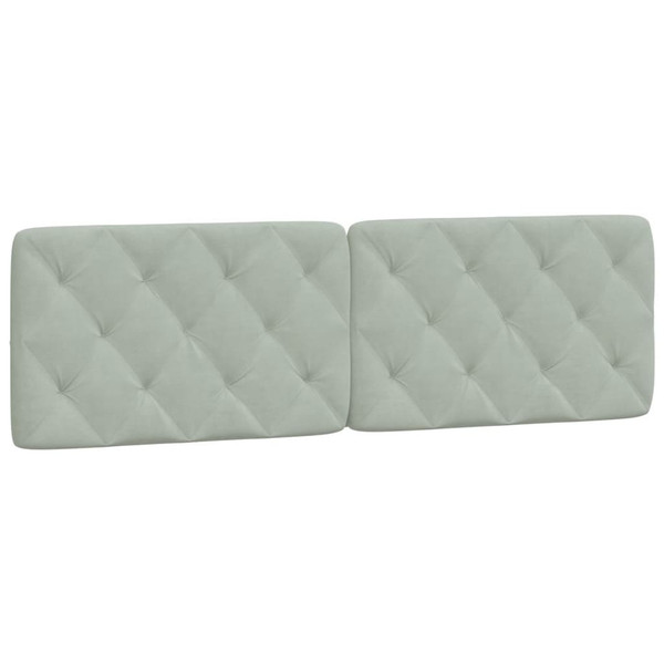 Headboard Cushion Light Grey Velvet 59.8 in Removable Covers A949-374753