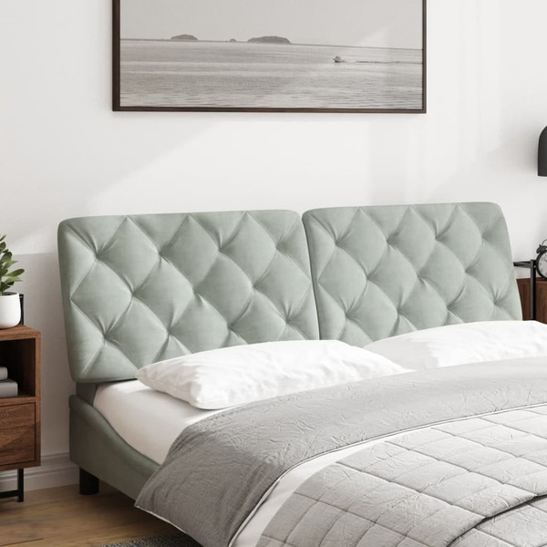 Headboard Cushion Light Grey Velvet 59.8 in Removable Covers A949-374753