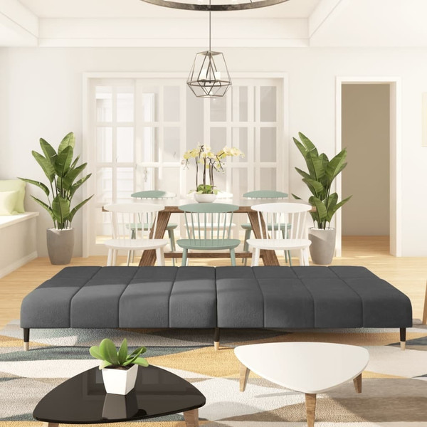 Sofa Bed Dark Grey Velvet (100% polyester), wood, metal 2-seater A949-375875