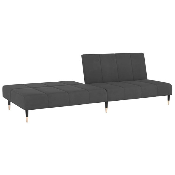 Sofa Bed Dark Grey Velvet (100% polyester), wood, metal 2-seater A949-375875