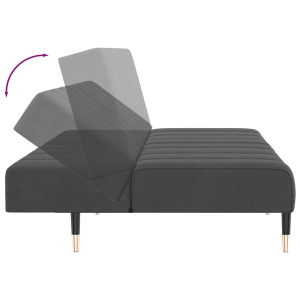 Sofa Bed Dark Grey Velvet (100% polyester), wood, metal 2-seater A949-375875