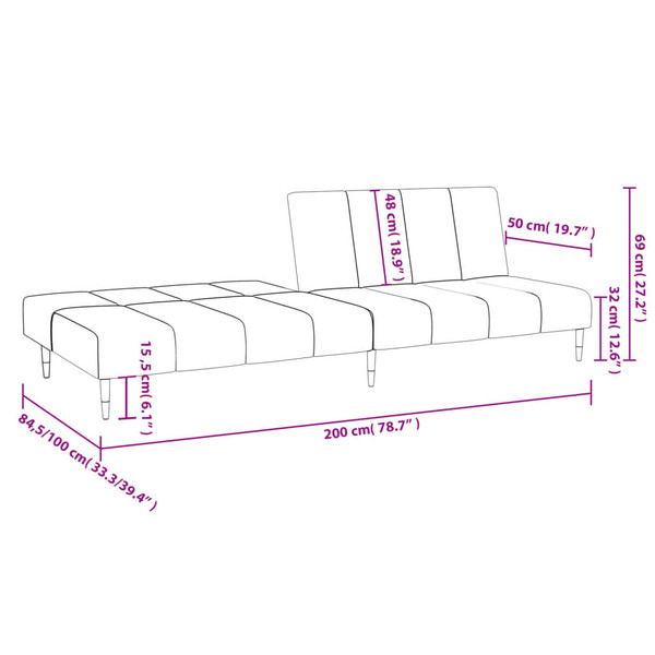 Sofa Bed Dark Grey Velvet (100% polyester), wood, metal 2-seater A949-375875