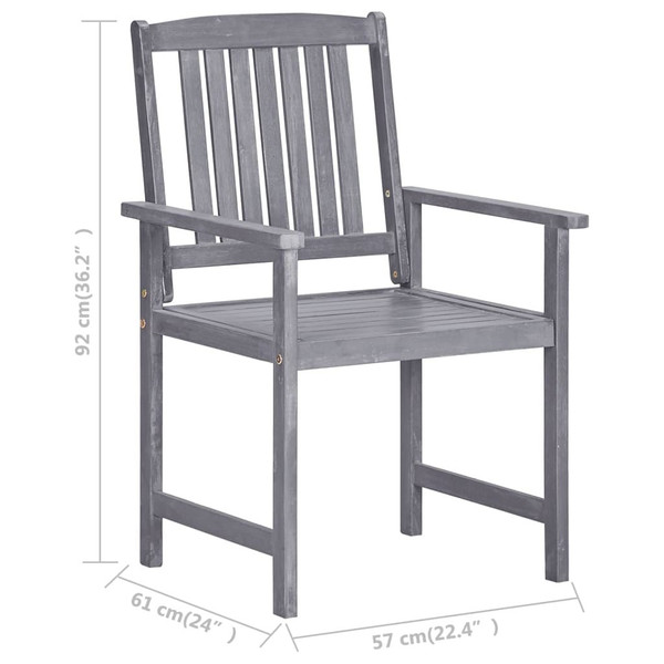 Patio Chair Set of 4 Gray Solid Acacia wood Standard Durable A949-3061232