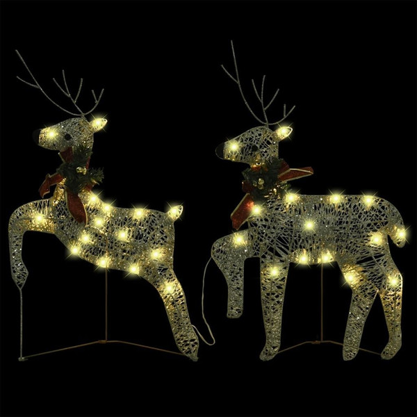 Christmas Reindeer Set of 2 Gold Mesh Medium Christmas Reindeer A949-342683