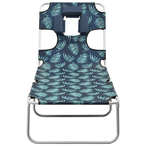 Sun Lounger Leaf Print Sturdy Steel Frame, Fabric (100% Polyester) A949-310334