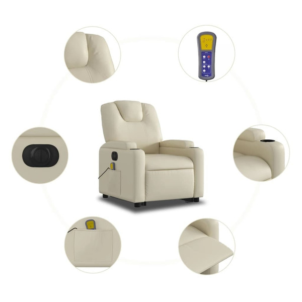 Electric Stand Up Massage Recliner Chair Cream A949-3205998