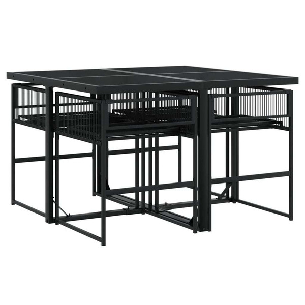 Garden Dining Set Black PE rattan 5 Piece Set Foldable A949-3295023