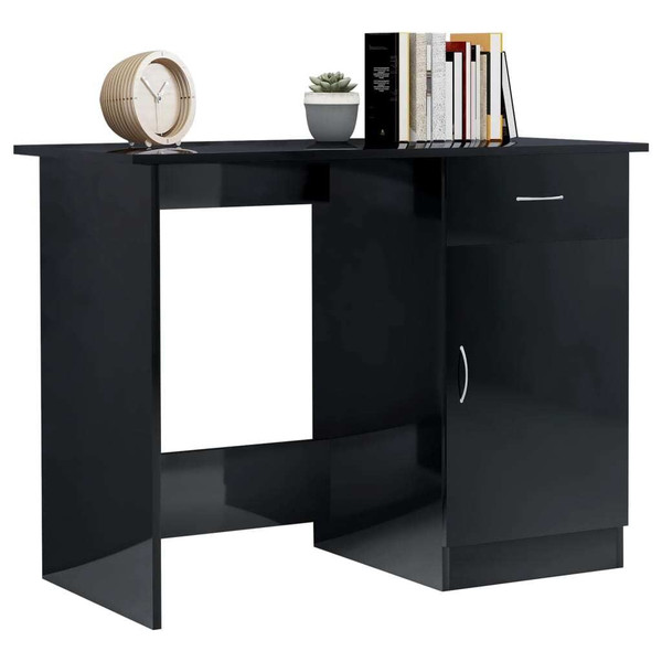 Desk High Gloss Black Engineered Wood 39.4 x 19.7 x 29.9 in Desk A949-801087