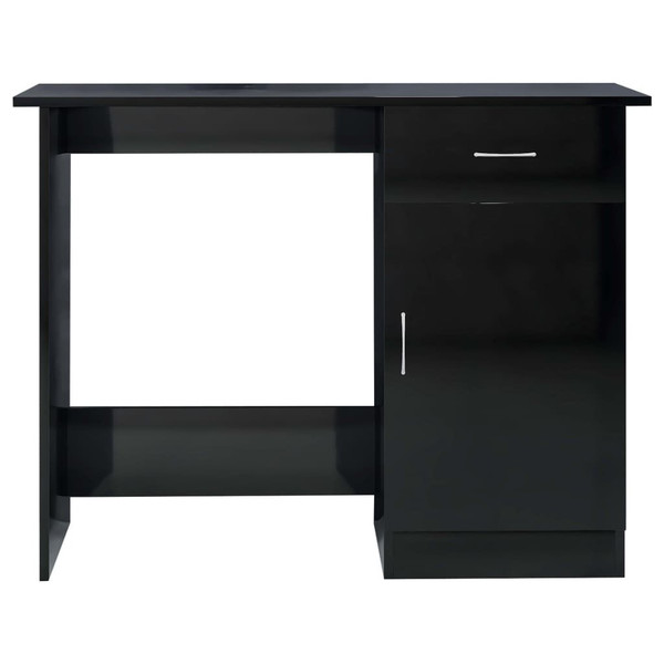 Desk High Gloss Black Engineered Wood 39.4 x 19.7 x 29.9 in Desk A949-801087