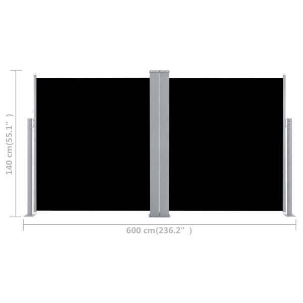 Side Awning Black Polyester 55.1 x 236.2 in Retractable A949-48454