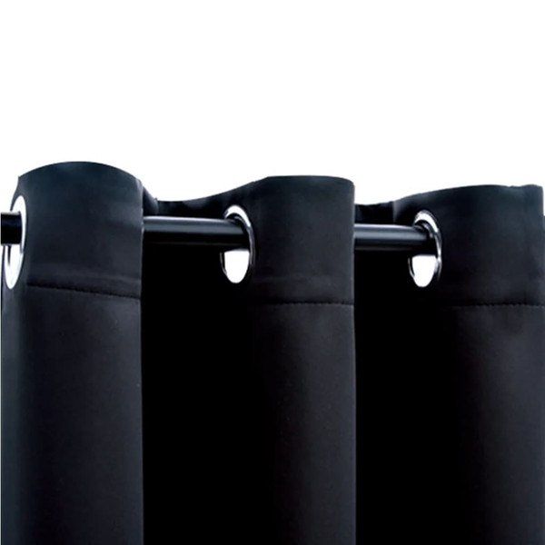 Blackout Curtains with Rings 2 pcs Black 37"x95" Fabric A949-134836