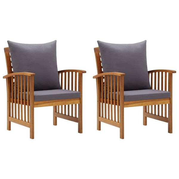 Garden Chair Set of 2 Dark grey, Natural wood Solid acacia wood A949-310258