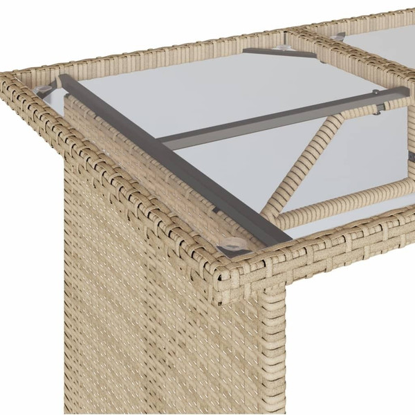 Garden Table Beige PE rattan, powder-coated steel, tempered glass A949-366353