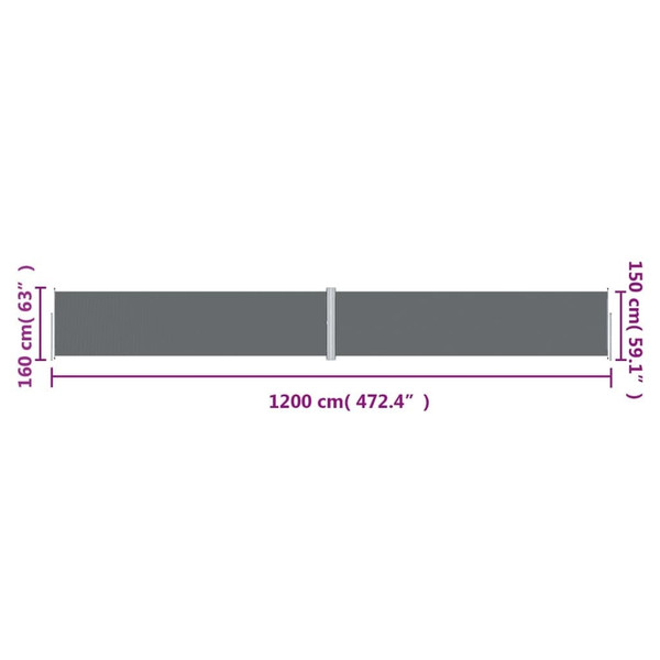 Side Awning Anthracite Fabric (100% polyester) with PU coating A949-318068