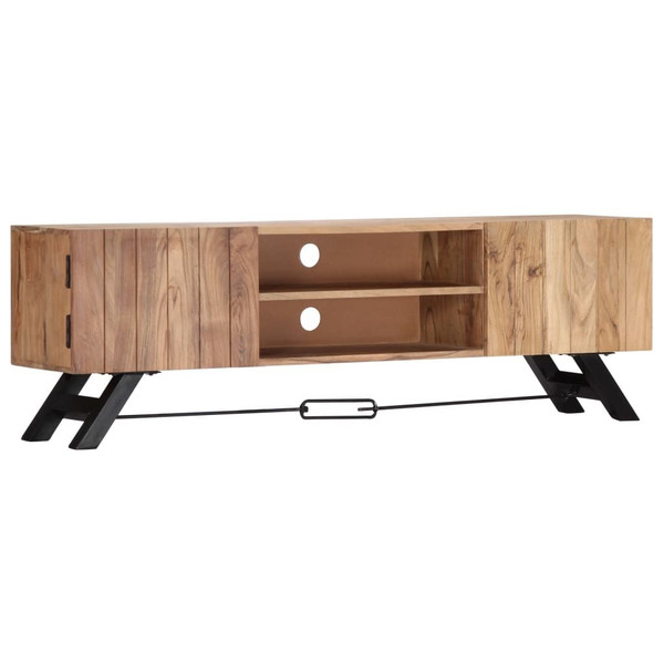 TV Stand Natural Wood Solid Acacia Wood 55.1 in Width TV Stand A949-247971
