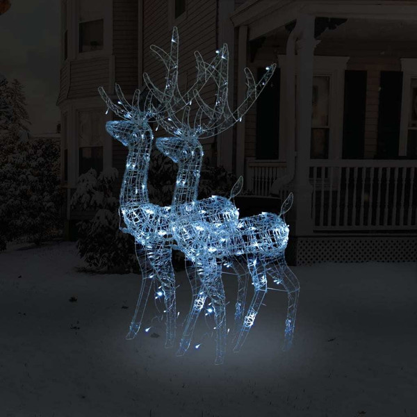 Reindeer Christmas Decoration Set of 2 Cool White Acrylic Large A949-3154345