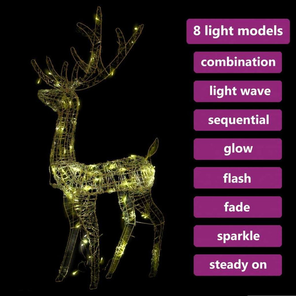 Reindeer Christmas Decoration Warm White Acrylic Large A949-329781