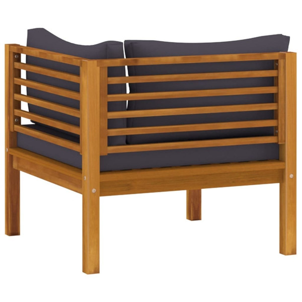 Wooden Lounge Set Dark Grey Solid Acacia Wood, 100% Polyester Fabric A949-3086923