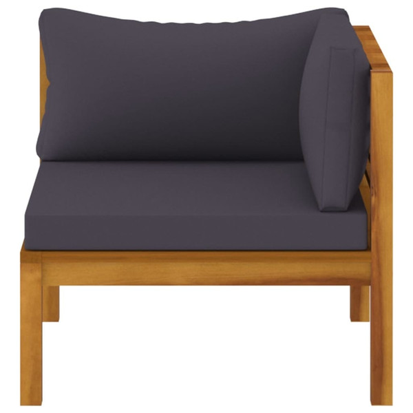 Wooden Lounge Set Dark Grey Solid Acacia Wood, 100% Polyester Fabric A949-3086923