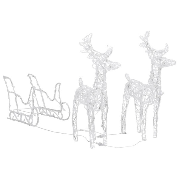 Reindeer And Sleigh Christmas Decoration Cold White Acrylic Medium A949-289979