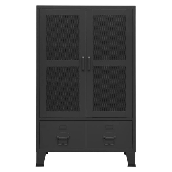 Storage Chest Black Metal 27.6 x 15.7 x 45.3 in Industrial A949-339621