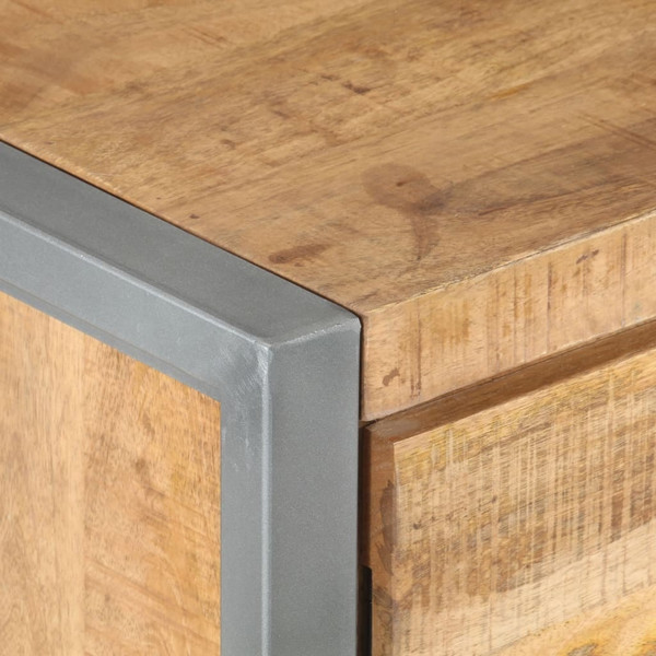 Bedside Cabinet Rough mango wood color, Grey Rough mango wood, Iron A949-323488