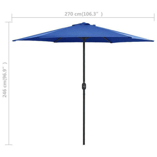 Garden Parasol Azure Blue Polyester, Aluminum Large Foldable A949-47351