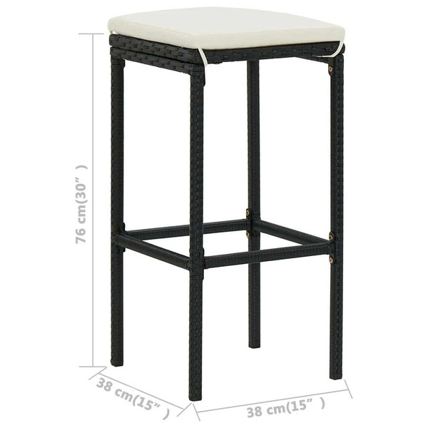 Garden Bar Set Black PE rattan, Powder-Coated Steel Medium A949-3064873