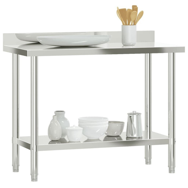 Kitchen Work Table with Backsplash 43.3"x21.7"x36.6" Stainless Steel A949-376466