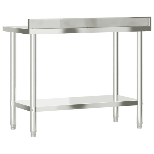 Kitchen Work Table with Backsplash 43.3"x21.7"x36.6" Stainless Steel A949-376466