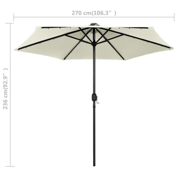 Garden Parasol Sand White Polyester, Aluminum 106.3 in diameter A949-47353