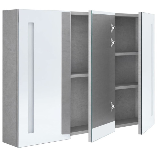 Bathroom Cabinet Concrete Gray MDF with melamine finish, glass mirror A949-326525