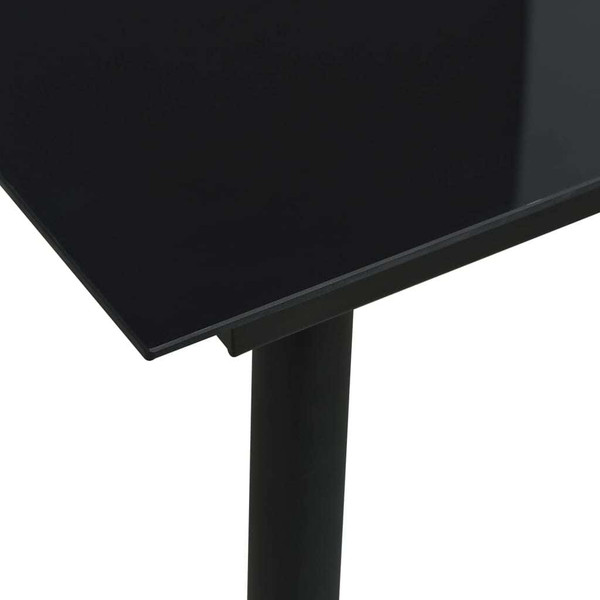 Dining Set Black Cotton Rope, Powder-Coated Steel, Tempered Glass A949-48569