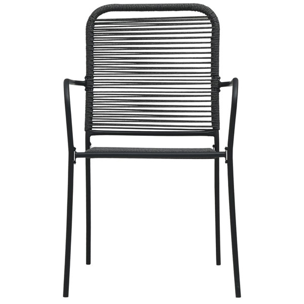Dining Set Black Cotton Rope, Powder-Coated Steel, Tempered Glass A949-48569