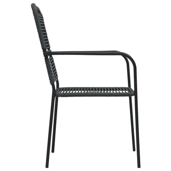 Dining Set Black Cotton Rope, Powder-Coated Steel, Tempered Glass A949-48569