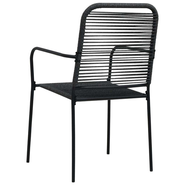 Dining Set Black Cotton Rope, Powder-Coated Steel, Tempered Glass A949-48569