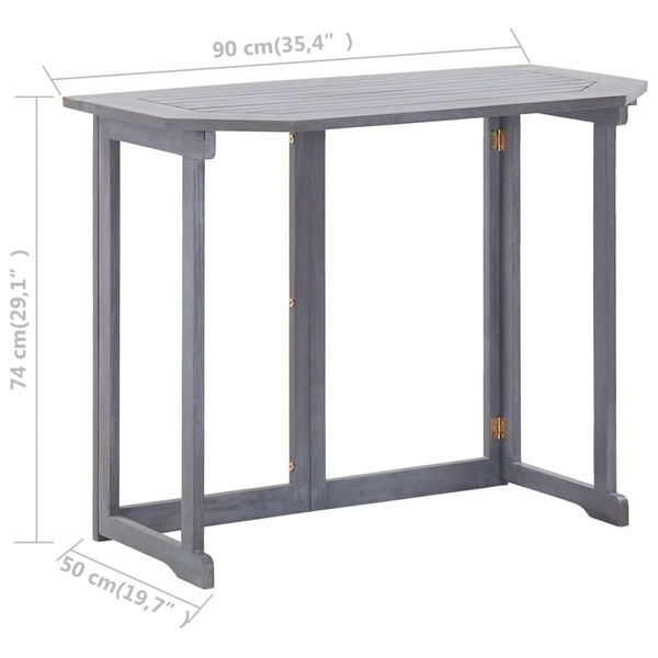 Balcony Table Grey Solid Acacia Wood 35.4 x 19.7 x 29.1 in A949-46326