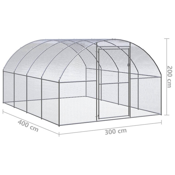 Chicken Coop Silver Galvanized Steel Large Durable Chicken Coop A949-3095464