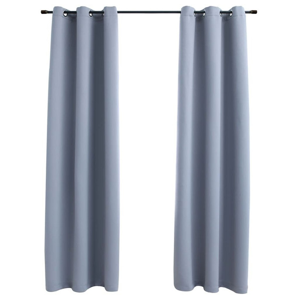 Blackout Curtains with Rings 2 pcs Gray 37"x84" Fabric A949-134847