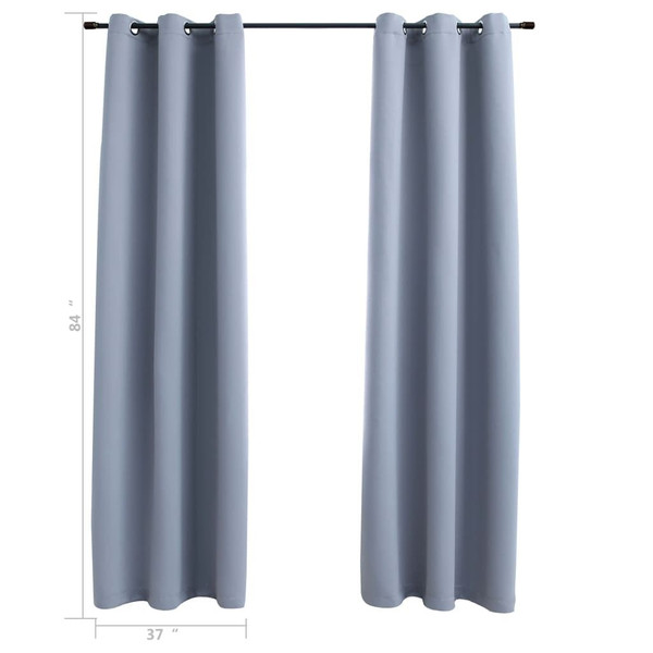 Blackout Curtains with Rings 2 pcs Gray 37"x84" Fabric A949-134847