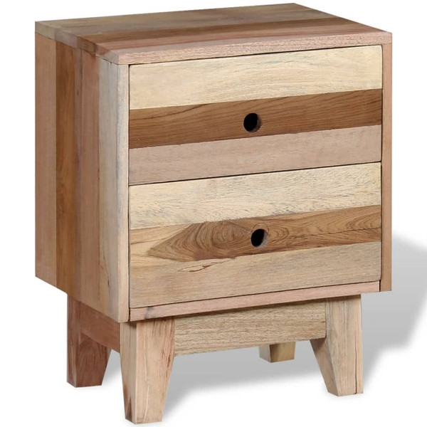 Bedside Cabinet Beige Solid reclaimed wood Small Storage A949-244234