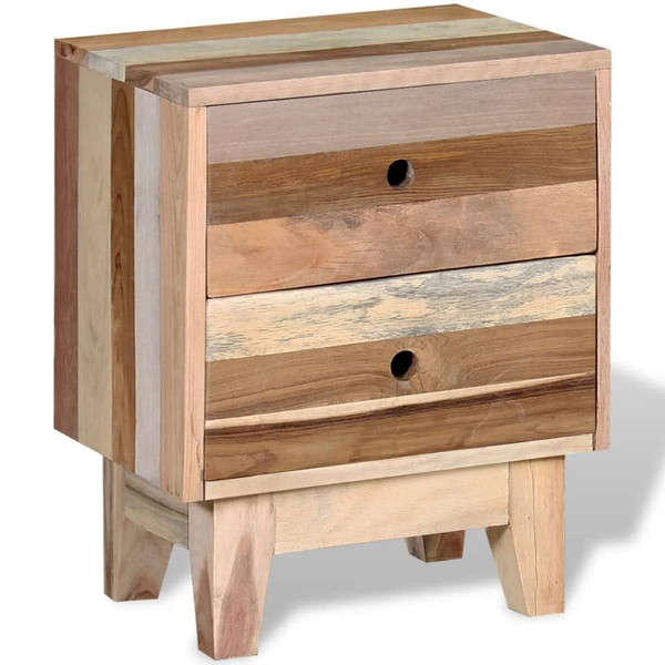 Bedside Cabinet Beige Solid reclaimed wood Small Storage A949-244234