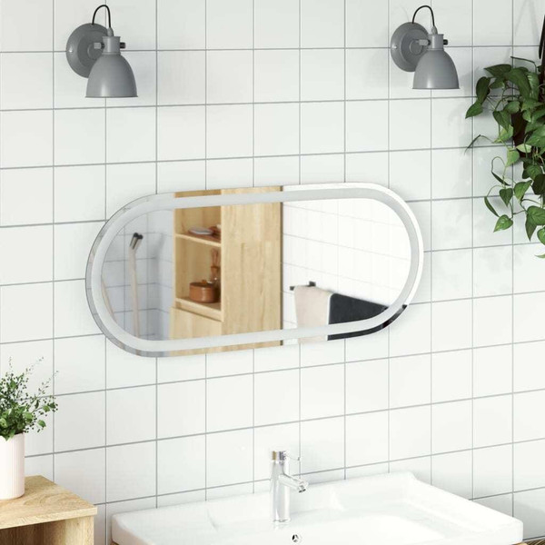 Led Bathroom Mirror Cool White Glass Medium Led Bathroom Mirror A949-353285