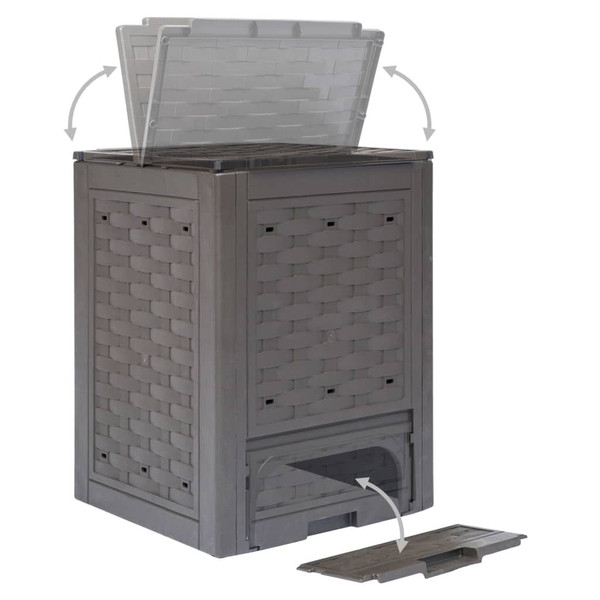 Garden Composter Brown Plastic with rattan look Medium A949-45681